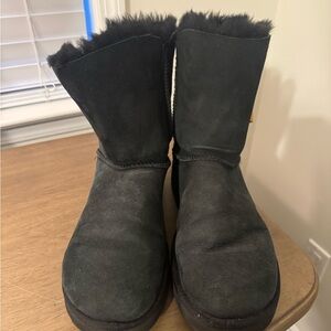 Black Suede Fur-Lined Boots